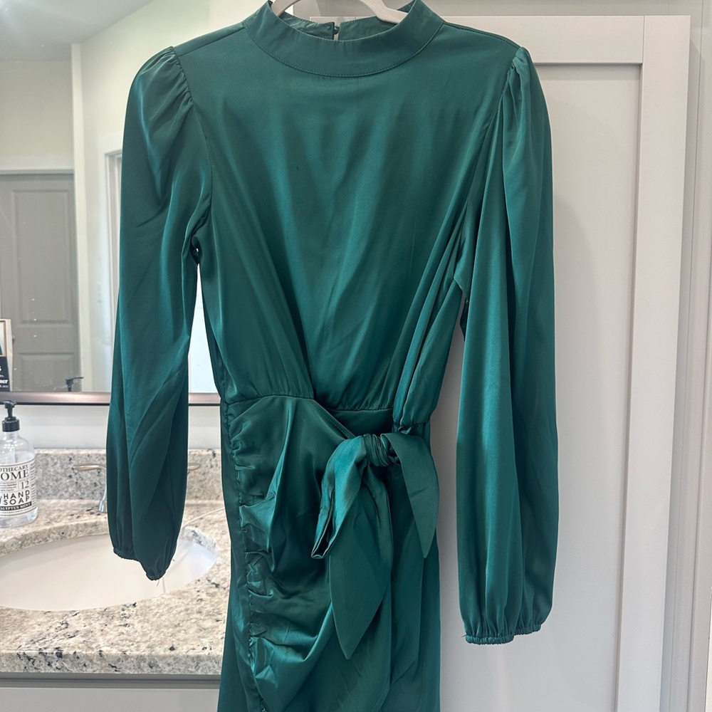 Emerald Green Tie Waist Dress